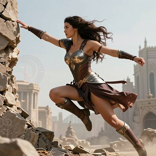 Warrior Princess Mid-Leap Action