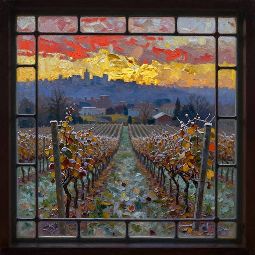 Impressionistic Vineyard at Frosty Morning
