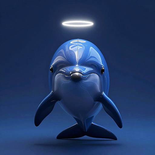 Glossy Cobalt Blue Dolphin Illustration