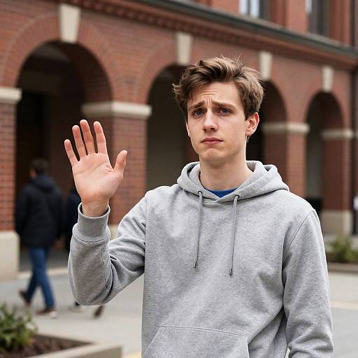 Confused Young Man in Urban Setting