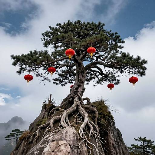 Majestic Tree with Floating Lanterns