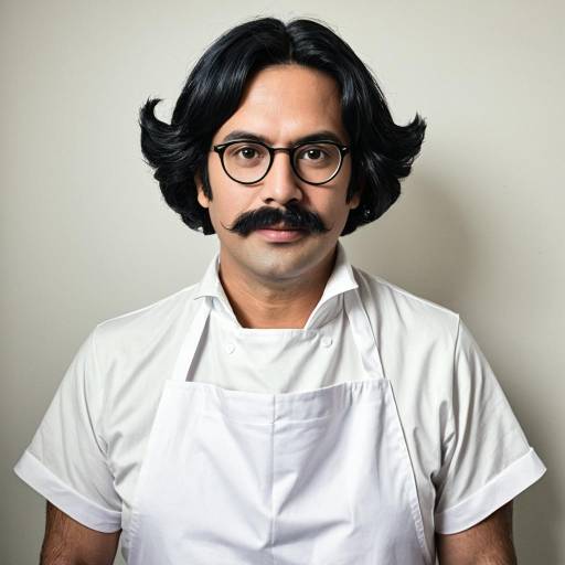 Man in Chef Uniform with Mustache