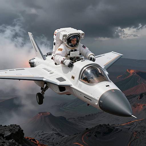 Astronaut in Dramatic Volcanic Flight
