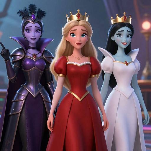 Three Animated Queens in Neon Gothic