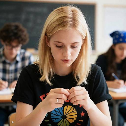 Focused Young Woman in Classroom Setting