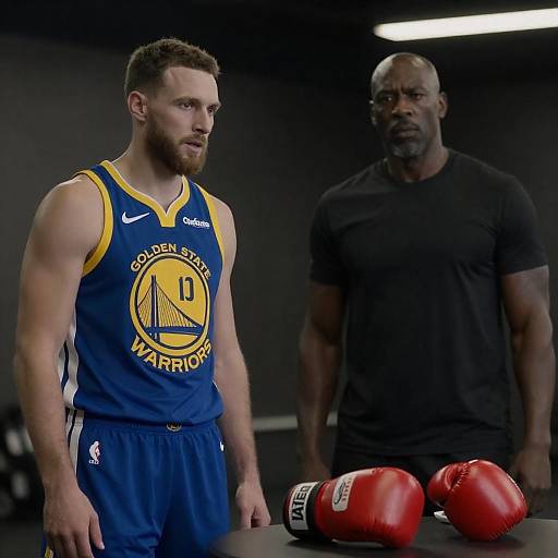 Two Men in Gym with Boxing Gloves