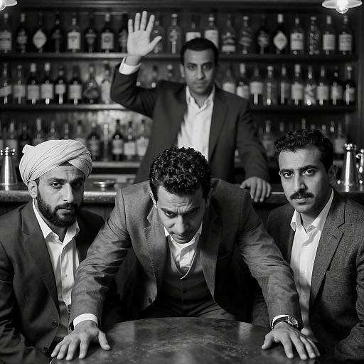 Dramatic Bar Scene in Black and White