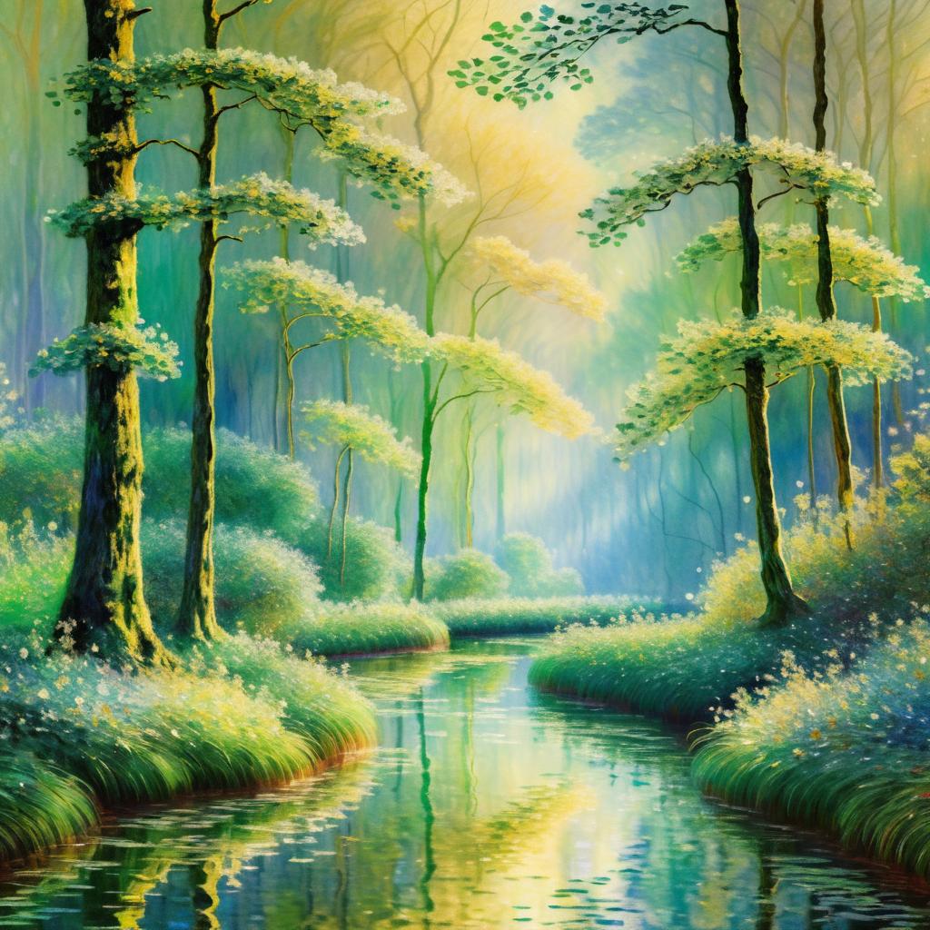 Enchanting Forest Illustration Inspired by Monet