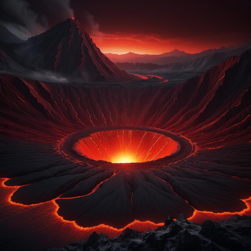 Cinematic Volcanic Crater Illustration