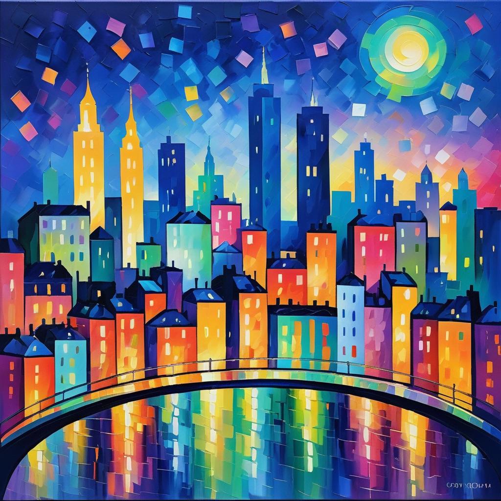 Vibrant Night Skyline in Matisse Style