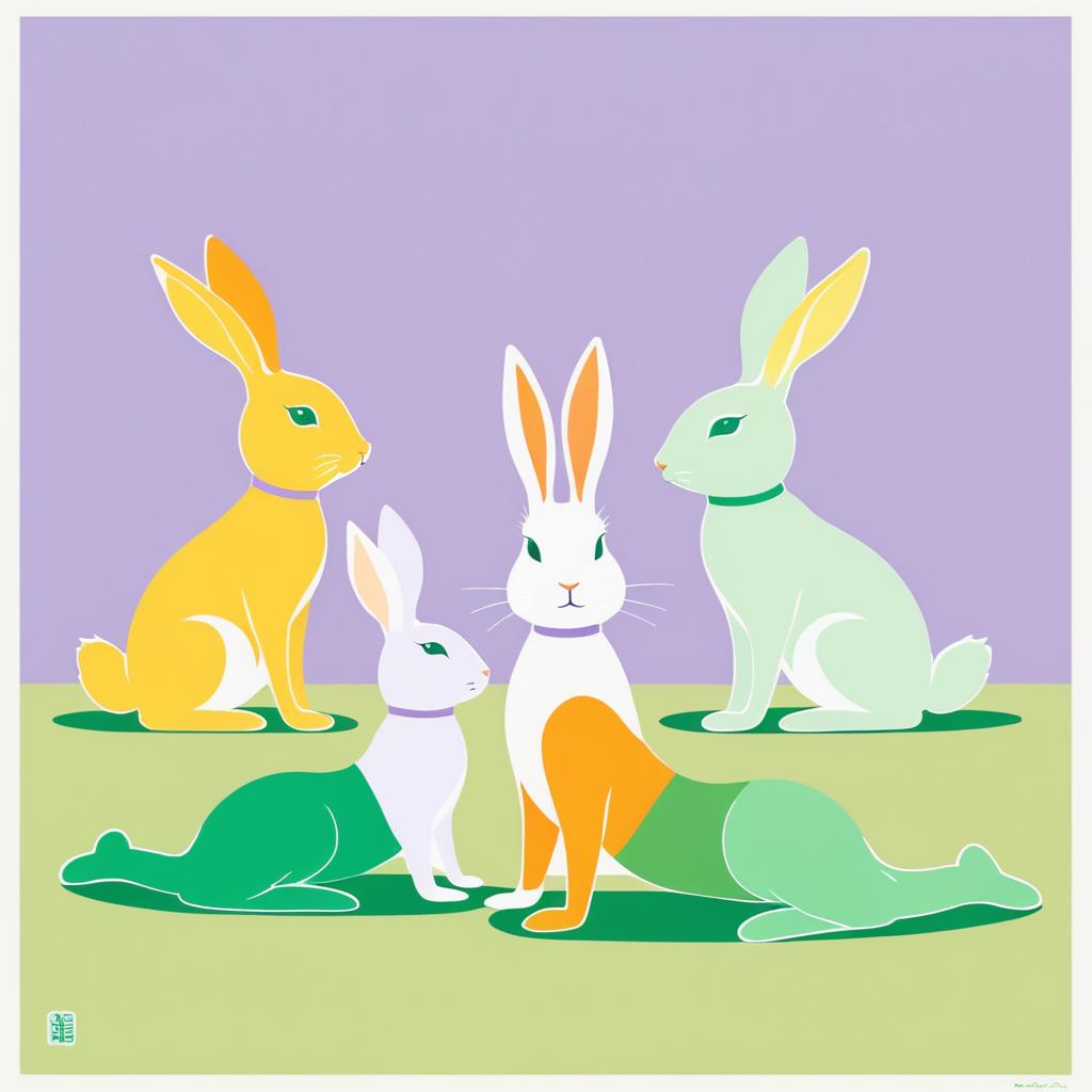 Cartoon Rabbits in Yoga Illustrations