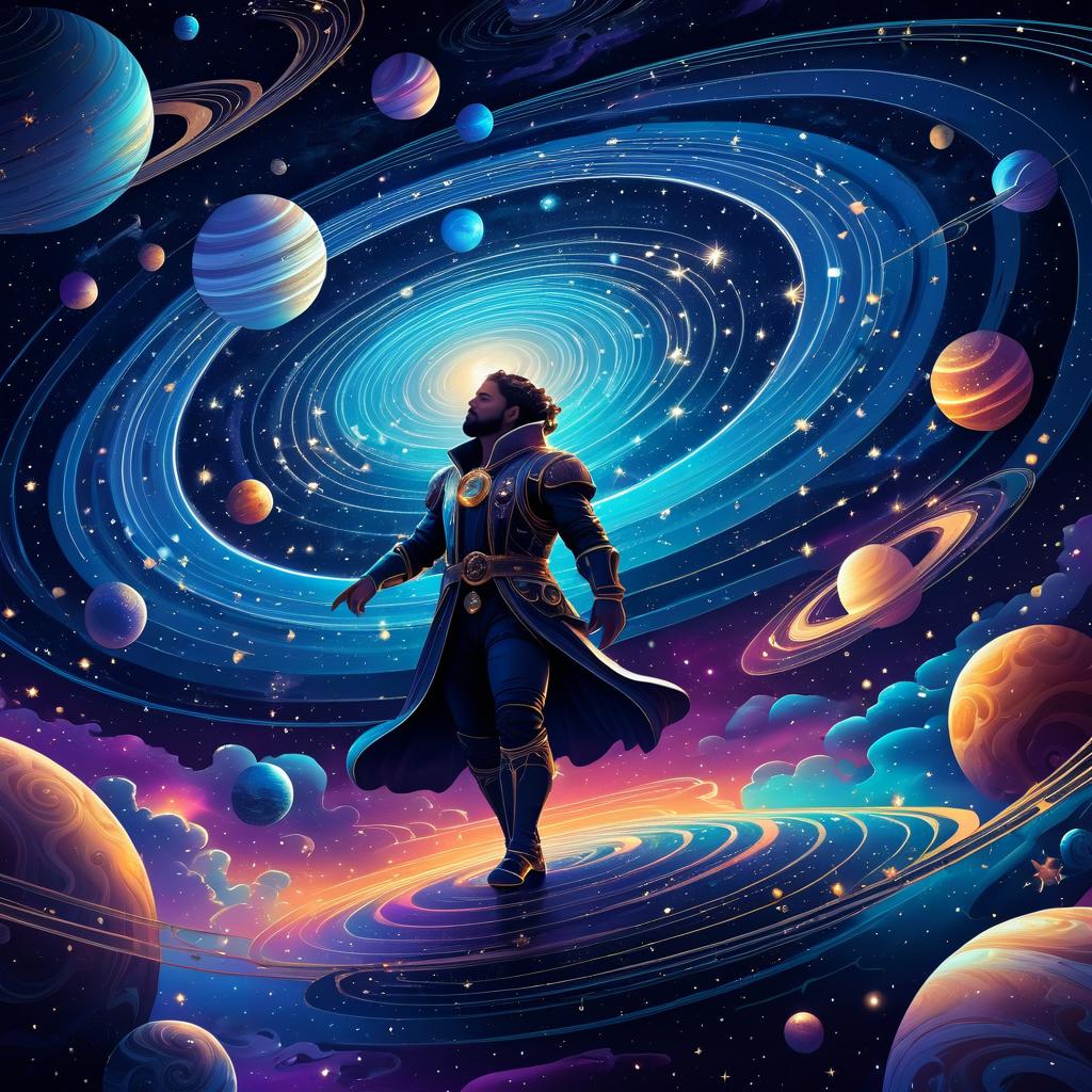 Cosmic Traveler in Baroque Style Art