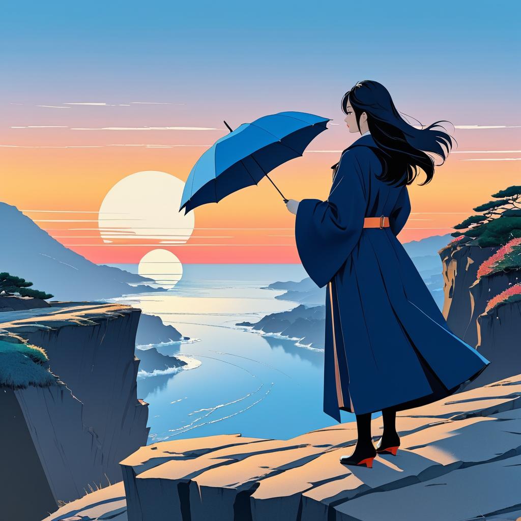 Serene Sunset: A Modern Japanese Scene