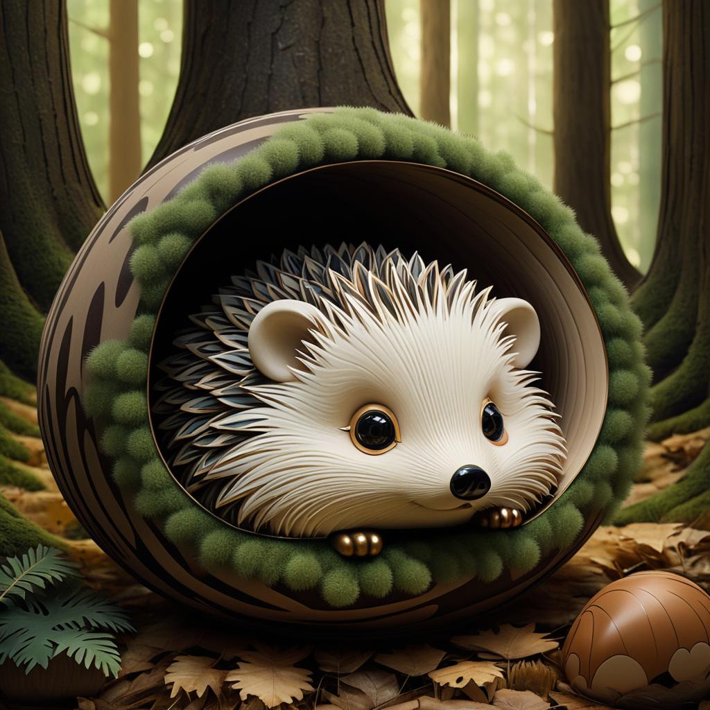 Cozy Hedgehog in Forest Glen Art