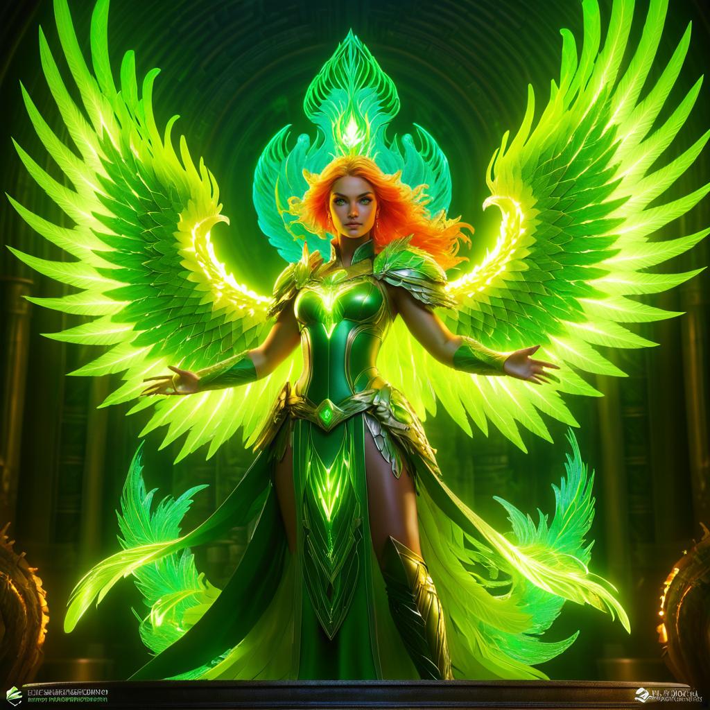 Epic Female Phoenix Guardian in Digital Art