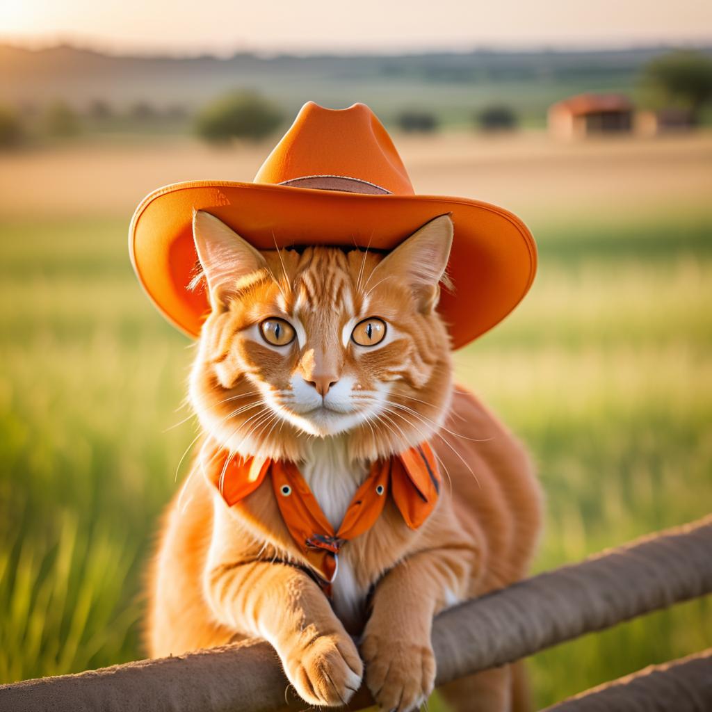 Cinematic Abysinian Cat in Cowboy Hat