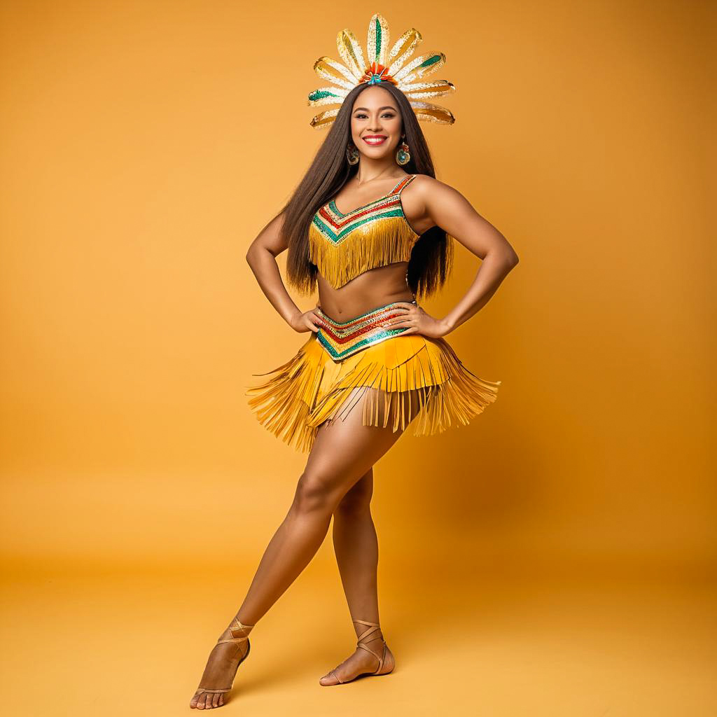 Vibrant Samba Dancer in Studio Setting