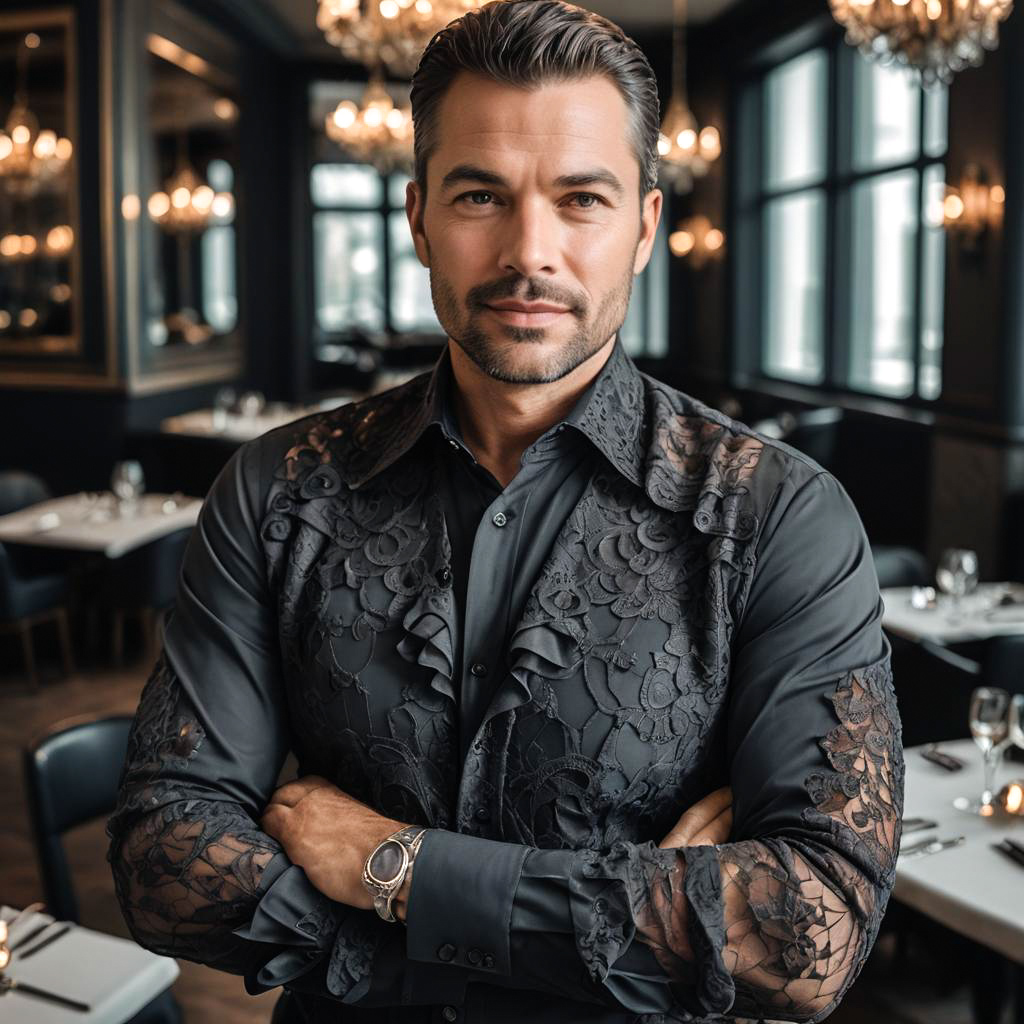 Confident Businessman in Elegant Restaurant