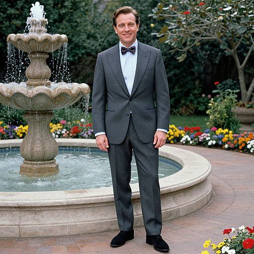 Stylish Man in Garden Courtyard