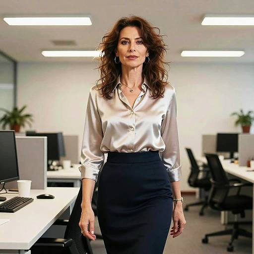 Messy Fringe Hairstyle in Modern Office