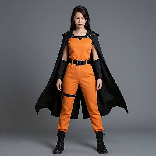 Female in Orange and Black Costume