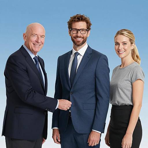 Professional Team Portrait on Blue Background