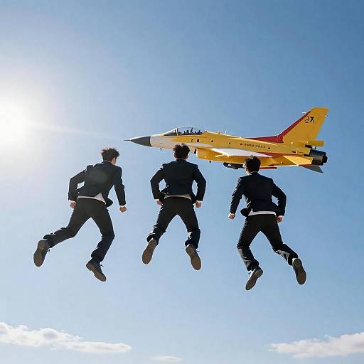 Dynamic Mid-Air Jump with Jet Backdrop