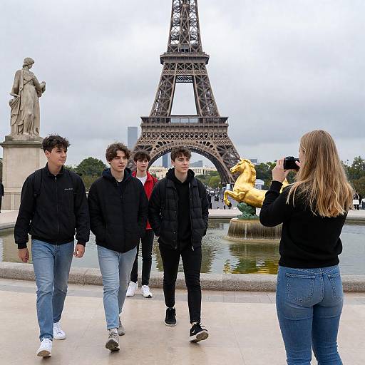 Group of Friends by the Eiffel Tower