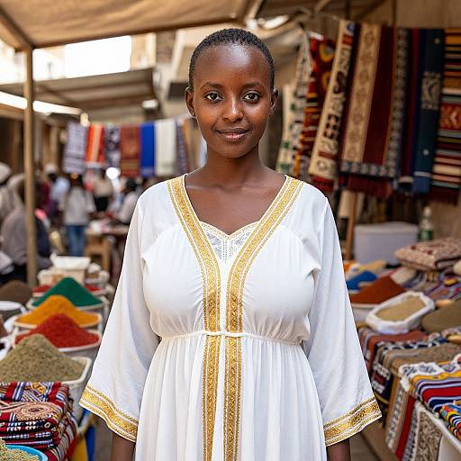 Ethiopian Habesha Woman in Traditional Market