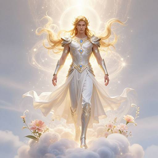 Male God of Beauty on Cloud