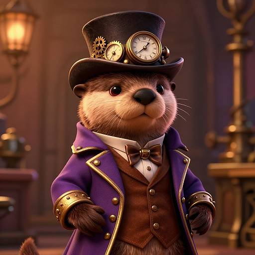 Steampunk Otter in Victorian Attire