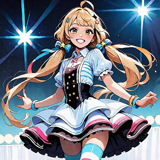 Tricolor Idol Performing on Neon Stage