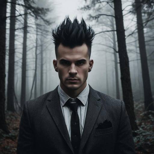 Man in Gothic Suit in Foggy Forest