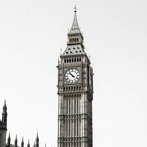 Monochrome Clock Tower with Teeth