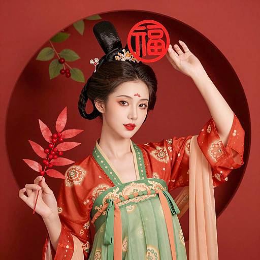 Asian Woman in Traditional Chinese Hanfu Dress