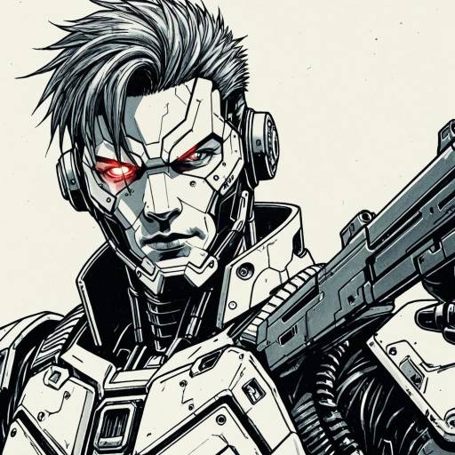 Retro-Futuristic Cyborg with Gun