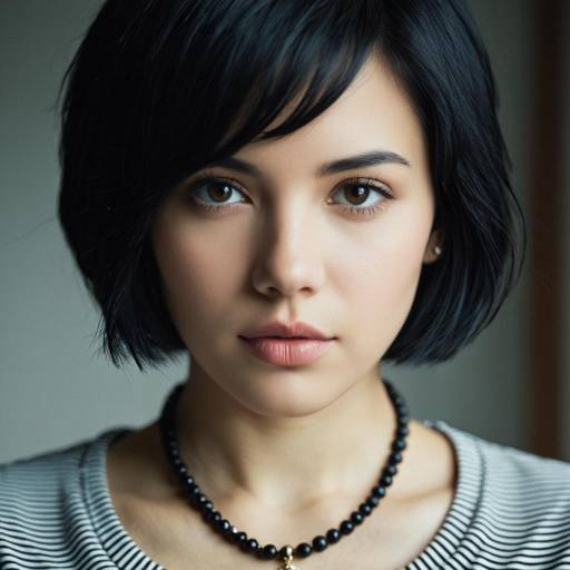 Portrait of Young Woman with Short Black Hair