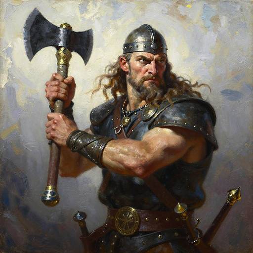 Fierce Viking Warrior Oil Painting