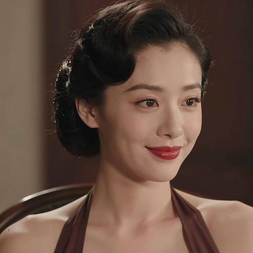 Portrait of Asian Woman with Vintage Hairstyle