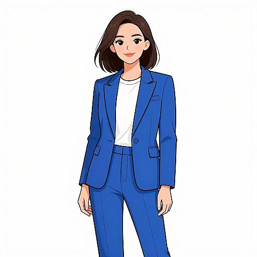 Smiling Woman in Minimalist Blue Suit