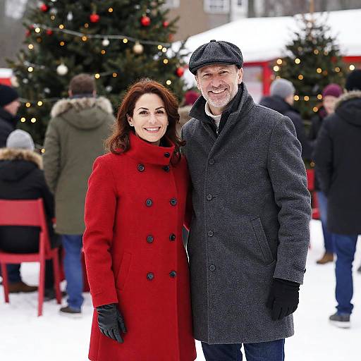 Festive Christmas Event with Smiling Couple