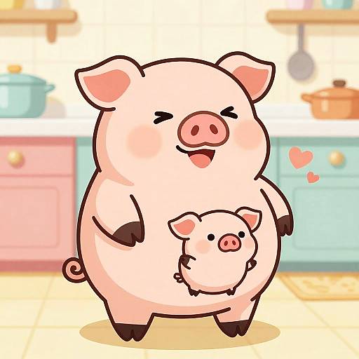 Happy Pregnant Pork Belly Cartoon