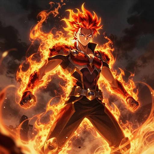 Fiery Red-Haired Anime Warrior