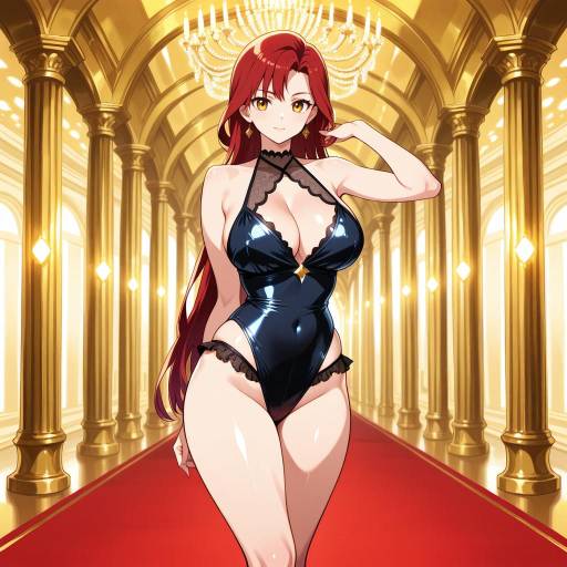 Glamorous Woman in Red Glamour Outfit