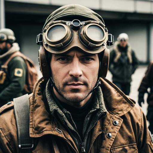 Man in Fallout-Inspired Military Costume with Goggles