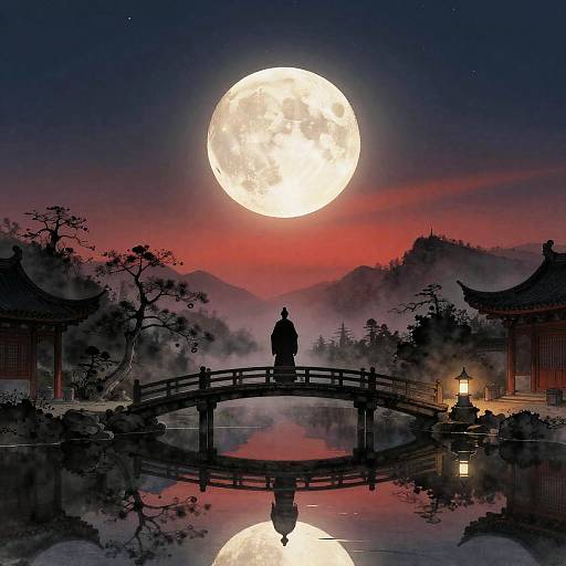 Moonlit Philosopher by Mountain Temple