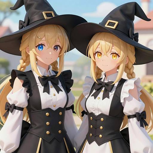 Anime Witches with Blonde Braids