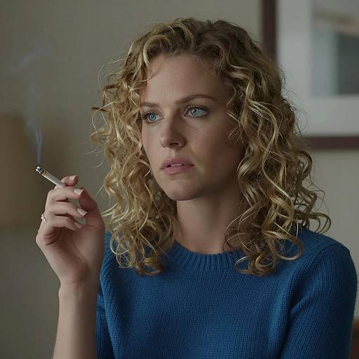 Contemplative Woman with Cigarette