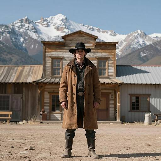 Mysterious Cowboy in a Desert Landscape