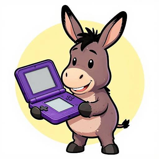 Whimsical Donkey with Nintendo DS Logo